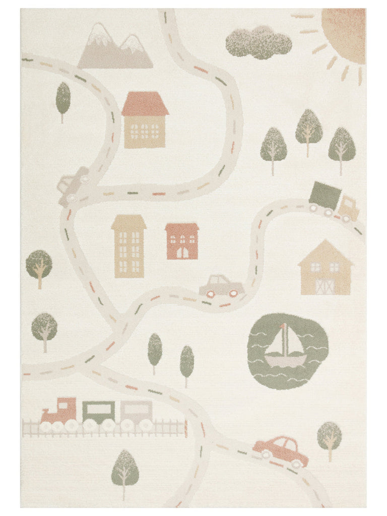 Carpetdocia Kids Pastel Renkli Hav ve Toz Vermeyen Çocuk Halısı 07 CREAM MULTY