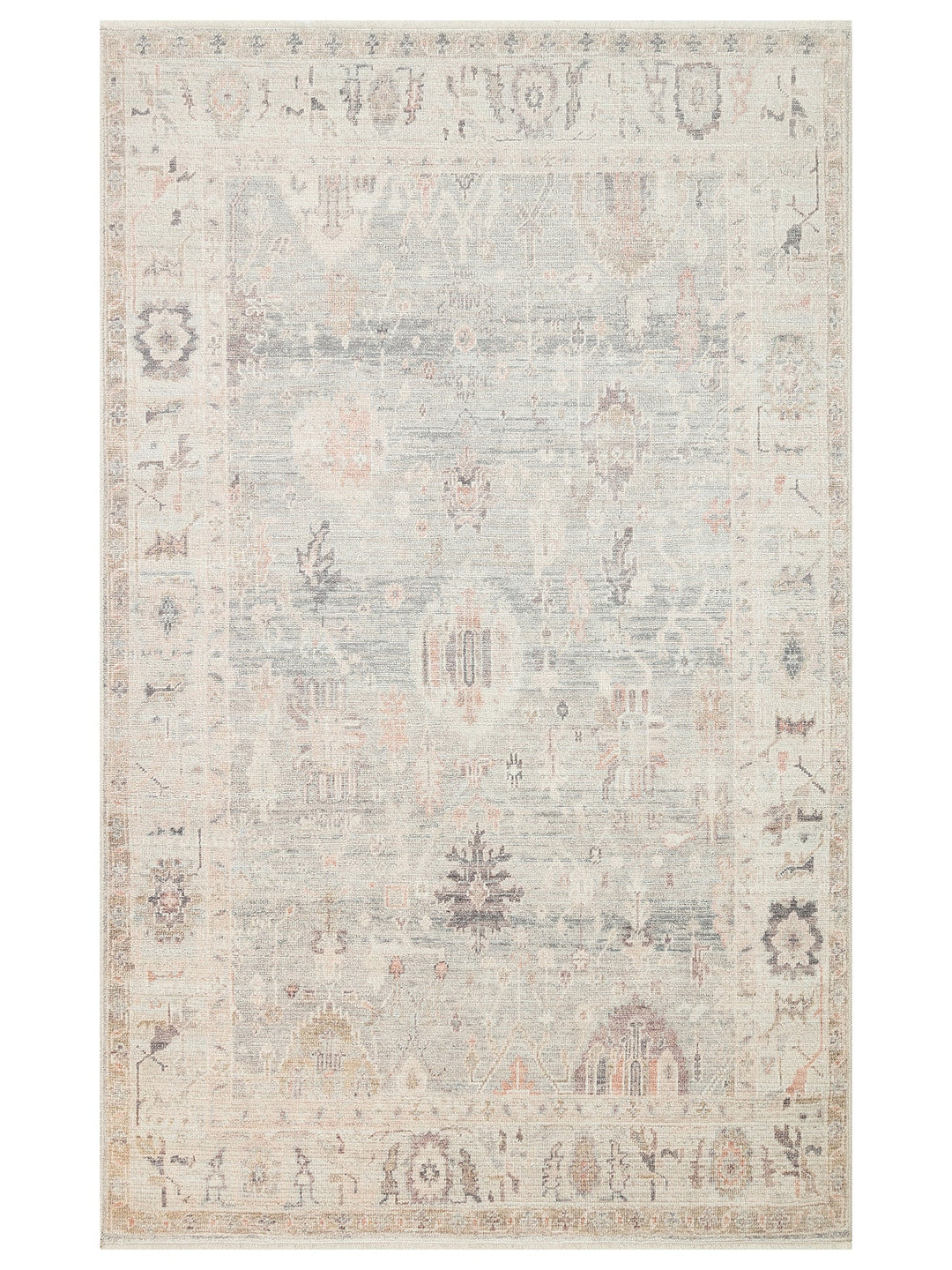 Floransa Serisi Pastel Tonlara Sahip Vintage Desenli Şık Halı 02 SKY - Carpetdocia