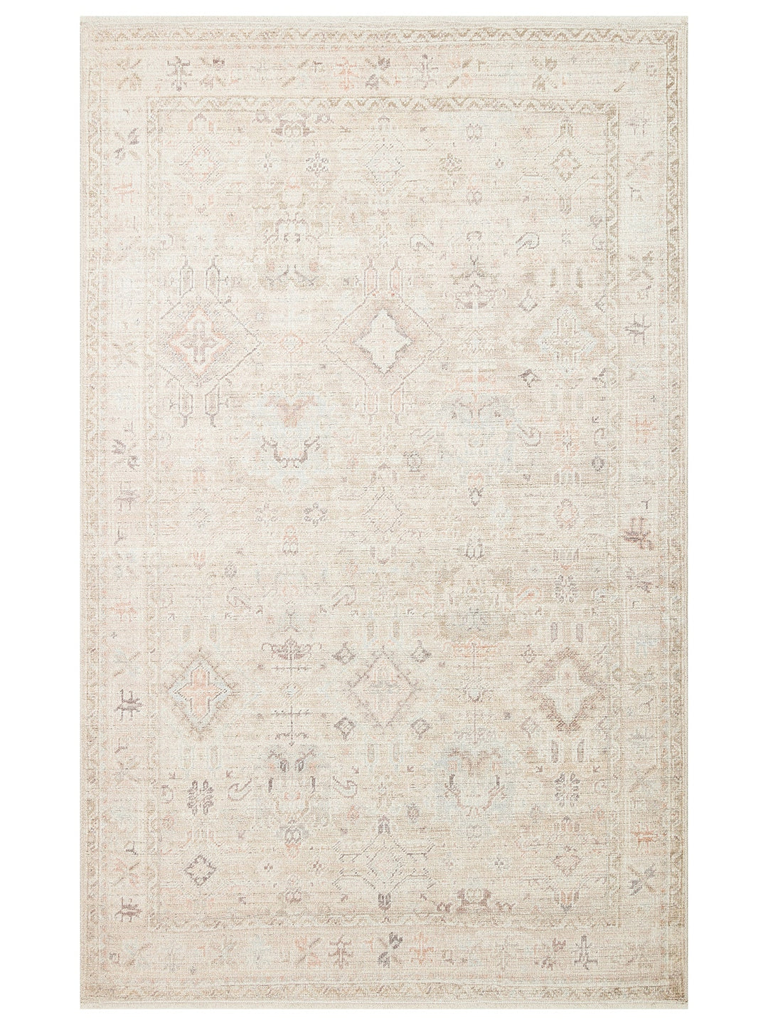 Floransa Serisi Pastel Tonlara Sahip Vintage Desenli Şık Halı 03 BEIGE - Carpetdocia