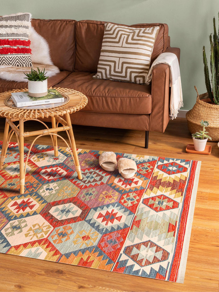 Rota Yıkanabilir, Çift Taraflı Kullanıma Uygun Yumuşak Tuşeli Otantik Kilim 01 MULTY