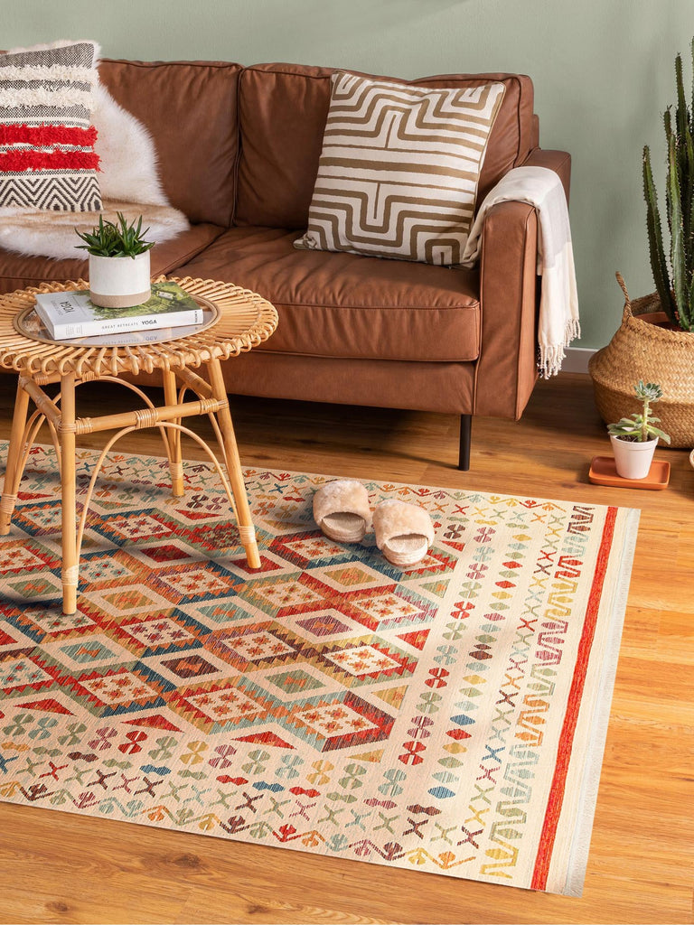 Rota Yıkanabilir, Çift Taraflı Kullanıma Uygun Yumuşak Tuşeli Otantik Kilim 08 LIGHT MULTY