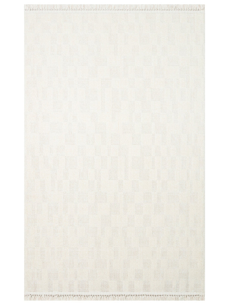 Style Hav Toz Vezmez Yumuşak Dokulu Oturma Odası Salon Koridor Antre Modern Halı 02 WHITE
