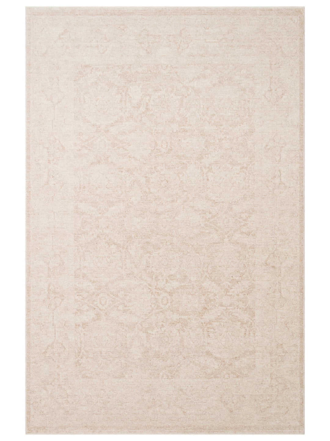 Tebriz Serisi Vintage Eskitme Desenli Modern Yumuşak Dokulu Halı 01 CREAM