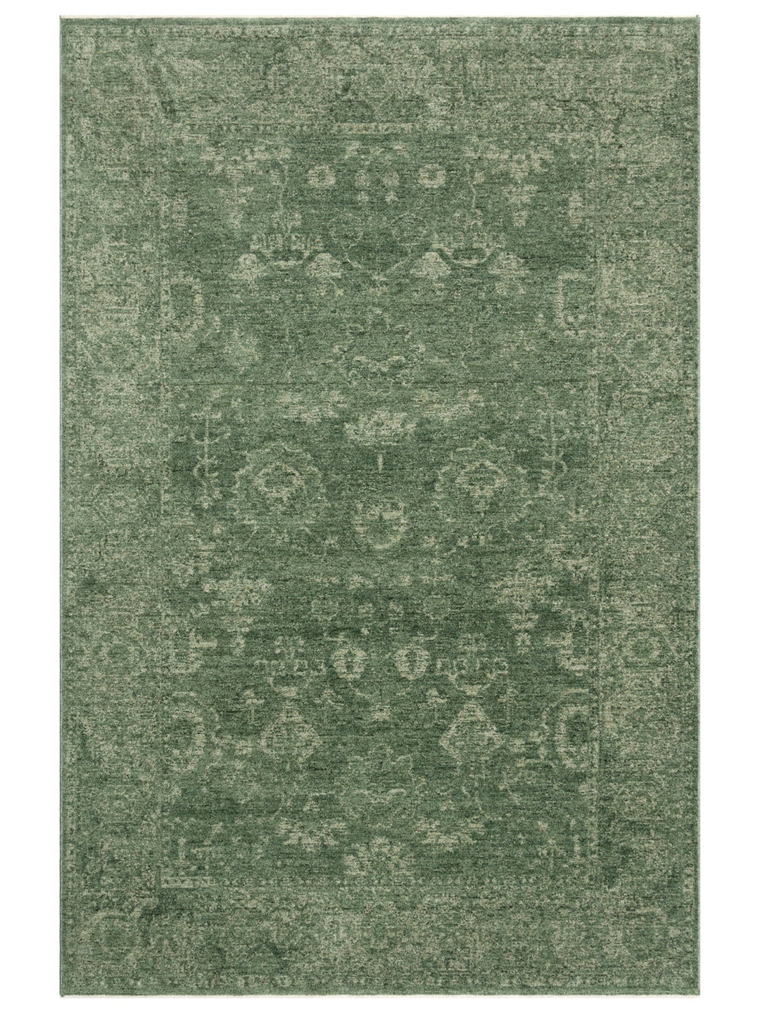 Tebriz Serisi Vintage Eskitme Desenli Modern Yumuşak Dokulu Halı 02 GREEN