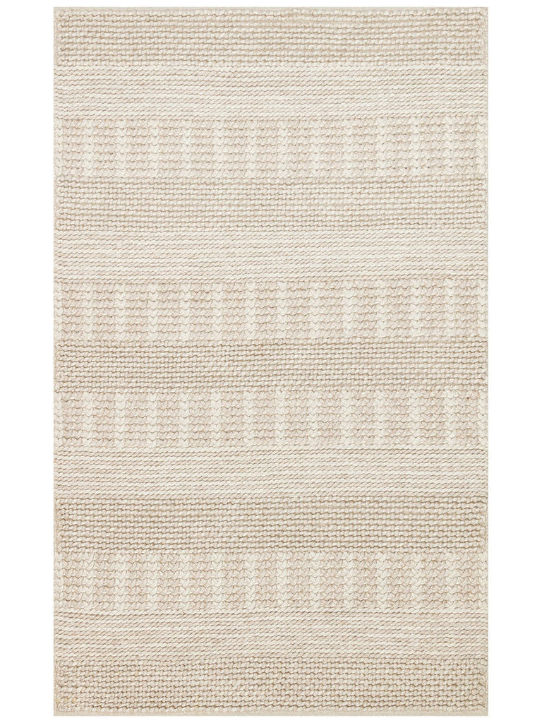 Woolstar %100 Naturel Kazak Desenli Salon Oturma Odası Koridor Antre El Dokuma Örgü Halı J352 BEIGE