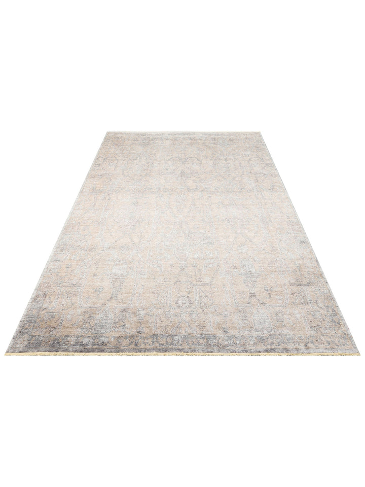 Çırağan %100 Naturel Özel Işıltılı El Emeği ile Özel Tezgahlarda Üretilen TENCEL™ Uşak Halısı 01 BEG - Carpetdocia