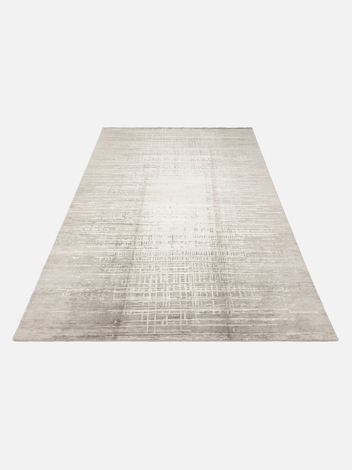 El dokuma Hindistan Jaipur halı Gümüş Gri 170x240 cm stüdyo çekimi yan açı