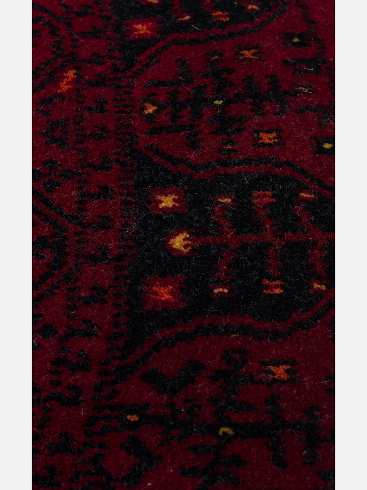 Kabil Afgan Desenli El Emeğiyle Özel Tezgahlarda Üretilen TENCEL™ Uşak Halısı 959 RED Q - Carpetdocia