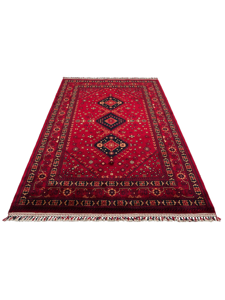 Kabil Afgan Desenli El Emeğiyle Özel Tezgahlarda Üretilen TENCEL™ Uşak Halısı 961 RED - Carpetdocia