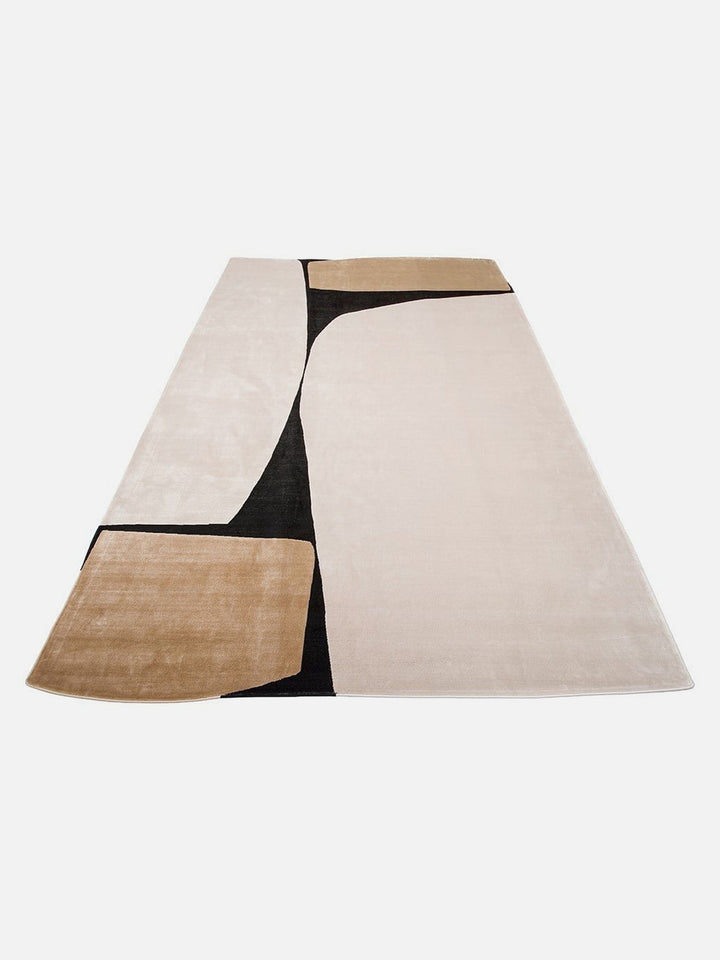 Monza Art Geometrik Desenli Yüksek Kalite Sık Dokuma Parlak Modern Salon Halısı 09 CREAM GOLD BLACK - Carpetdocia