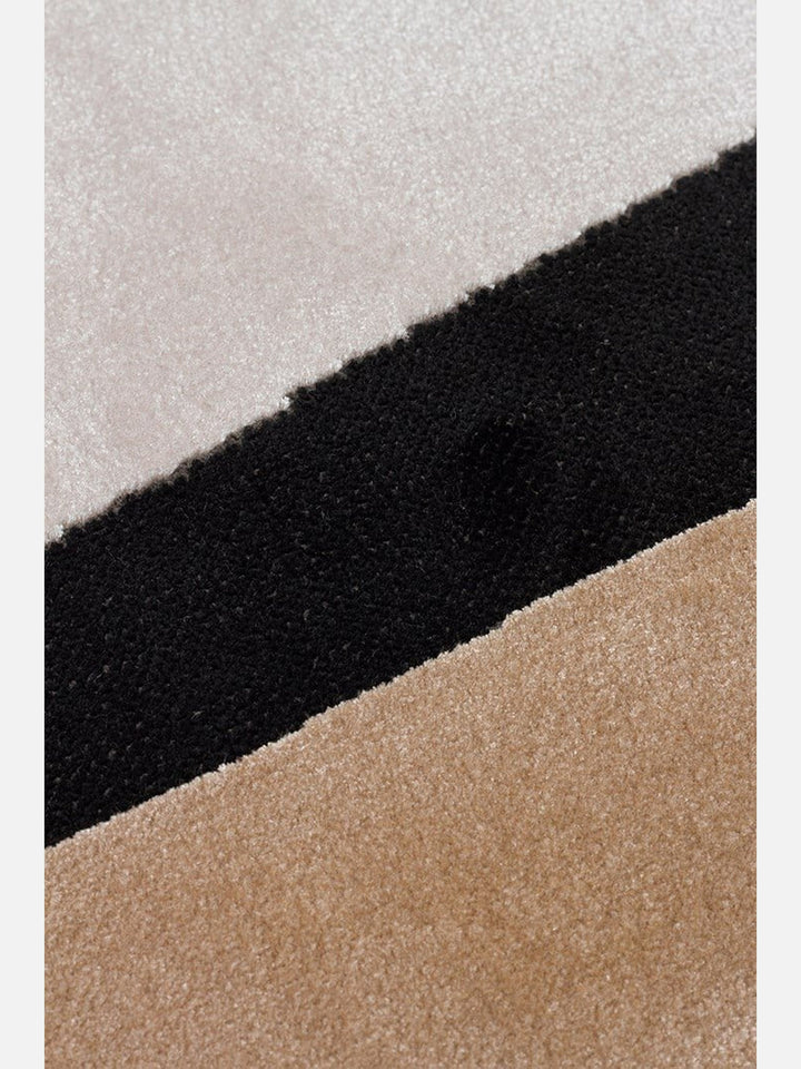 Monza Art Geometrik Desenli Yüksek Kalite Sık Dokuma Parlak Modern Salon Halısı 09 CREAM GOLD BLACK - Carpetdocia
