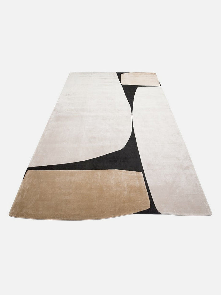 Monza Art Geometrik Desenli Yüksek Kalite Sık Dokuma Parlak Modern Salon Halısı 09 CREAM GOLD BLACK - Carpetdocia