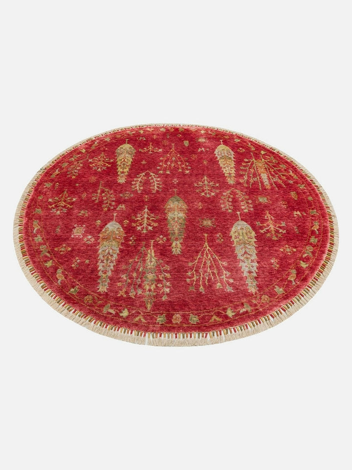 Oushak Carnaval %100 Naturel Kolay Temizlenir El Emeğiyle Üretilen TENCEL™ Modern Uşak Halısı 08 RED AUTUMN Q - Carpetdocia