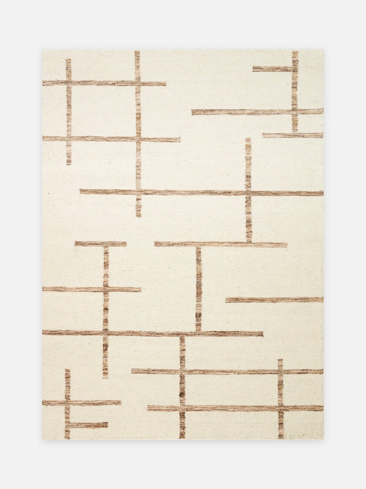 Cordoba Serisi Fildişi-Kahve (Ivory Brown) El Dokuma Kilim - kusbakisi