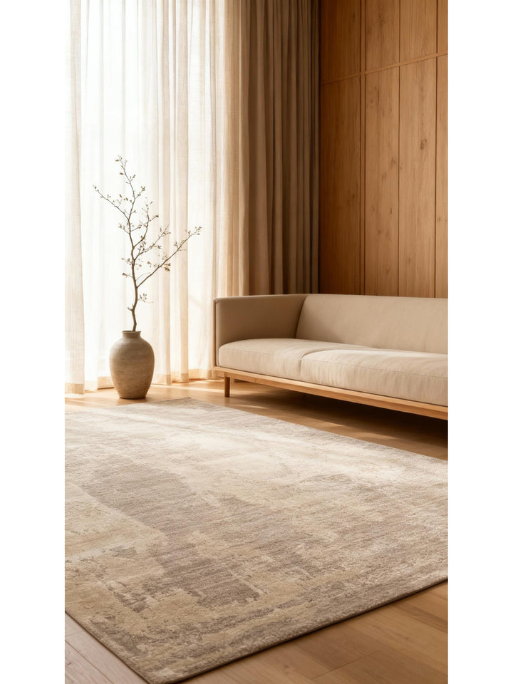 Palette Serisi %100 Naturel Yün Viskon Pamuk El Dokuma Salon Oturma Odası Halı GREY - Carpetdocia