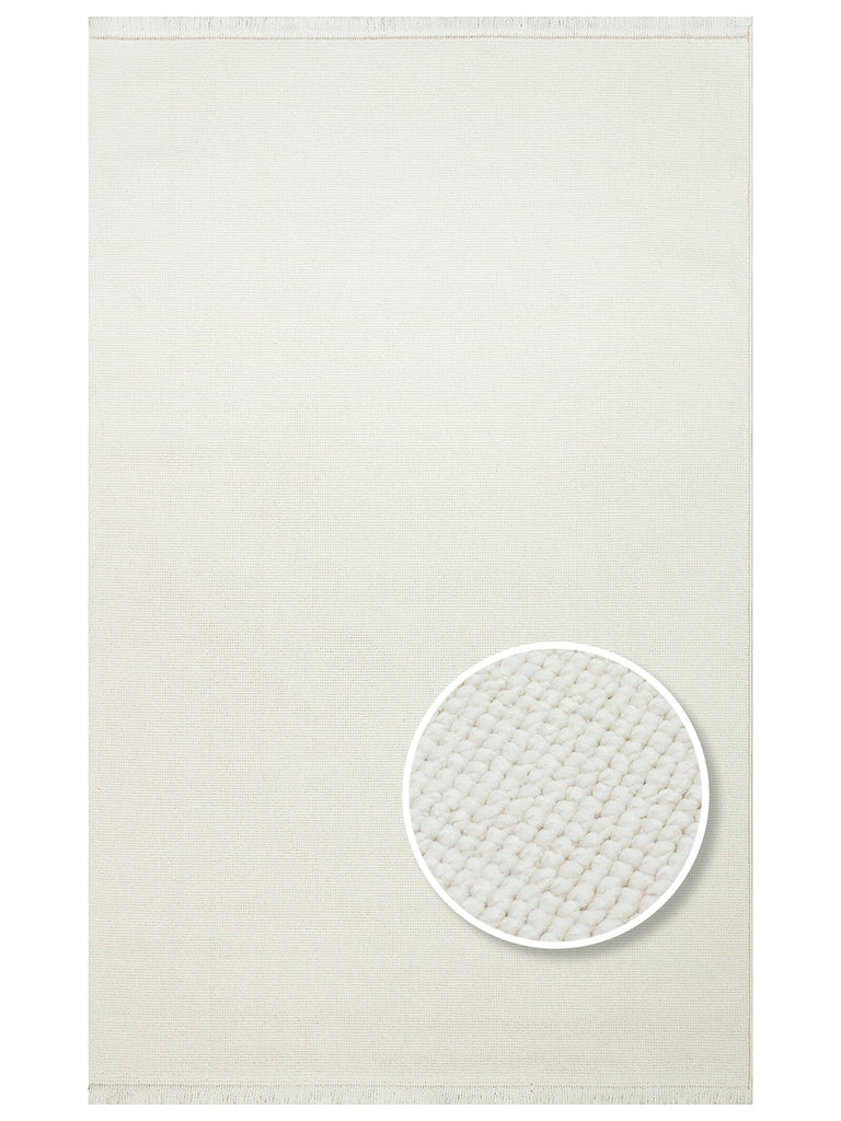 İskandinav Serisi Hasır Dokuma Oturma Odası Koridor Antre Mutfak Modern Halı PLAIN WHITE