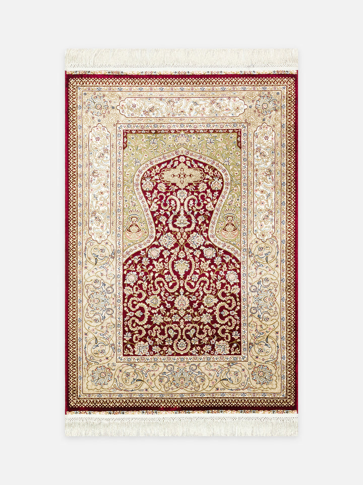 Topkapı Seccade Klasik Desenli Yüksek Kalite Özel Işıltılı Hediyelik Çeyizlik Namazlık 02 RED - Carpetdocia - kusbakisi
