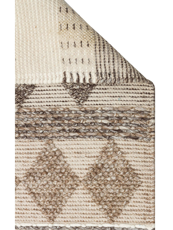 Woolstar %100 Naturel Kazak Desenli Salon Oturma Odası Koridor Antre El Dokuma Örgü Halı JD 01 GREY - Carpetdocia