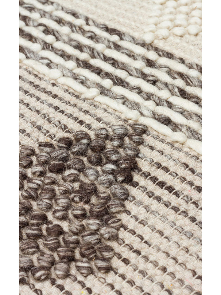 Woolstar %100 Naturel Kazak Desenli Salon Oturma Odası Koridor Antre El Dokuma Örgü Halı JD 01 GREY - Carpetdocia
