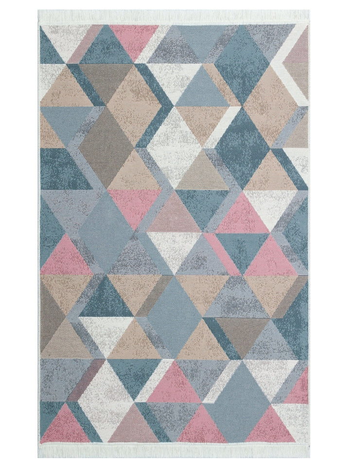 Maya 100% Natural Cotton Washable Double-Sided Living Room Kitchen Hallway Modern Rug 10BLUEPINK