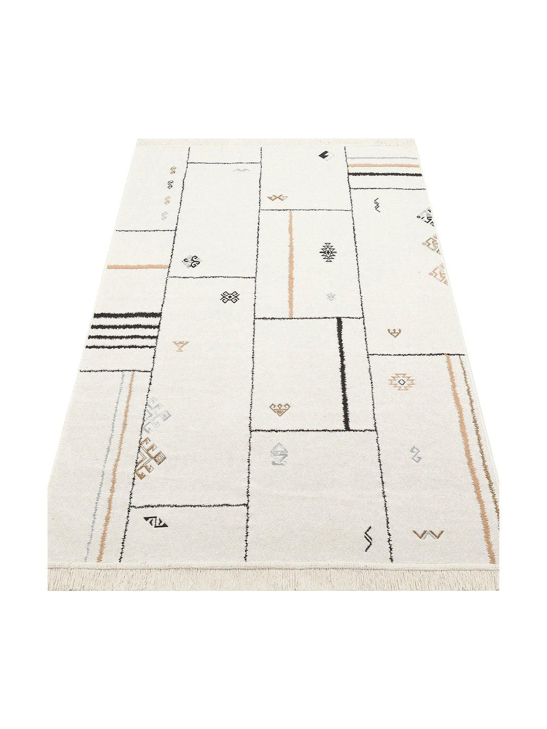 Maya 100% Natural Cotton Washable Double-Sided Living Room Kitchen Hallway Modern Rug 41CREMBLCK