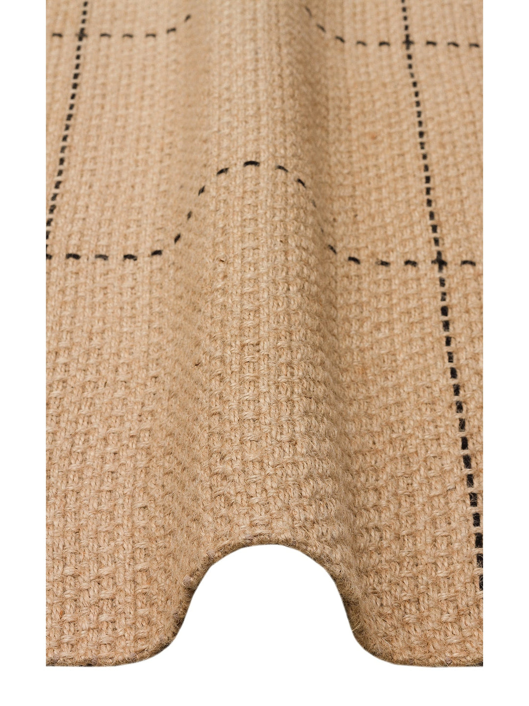 Agra %100 Naturel Jüt ve Pamuk Çift Taraflı Oturma Odası Koridor Mutfak Balkon Modern Kilim 01BLK