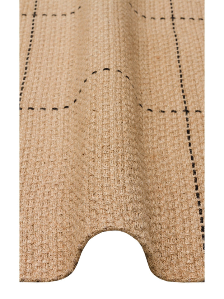 Agra %100 Naturel Jüt ve Pamuk Çift Taraflı Oturma Odası Koridor Mutfak Balkon Modern Kilim 01BLK