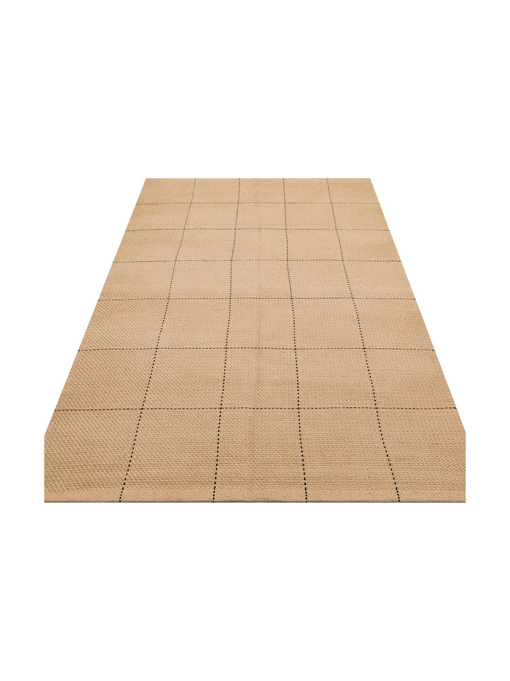 Agra %100 Naturel Jüt ve Pamuk Çift Taraflı Oturma Odası Koridor Mutfak Balkon Modern Kilim 01BLK