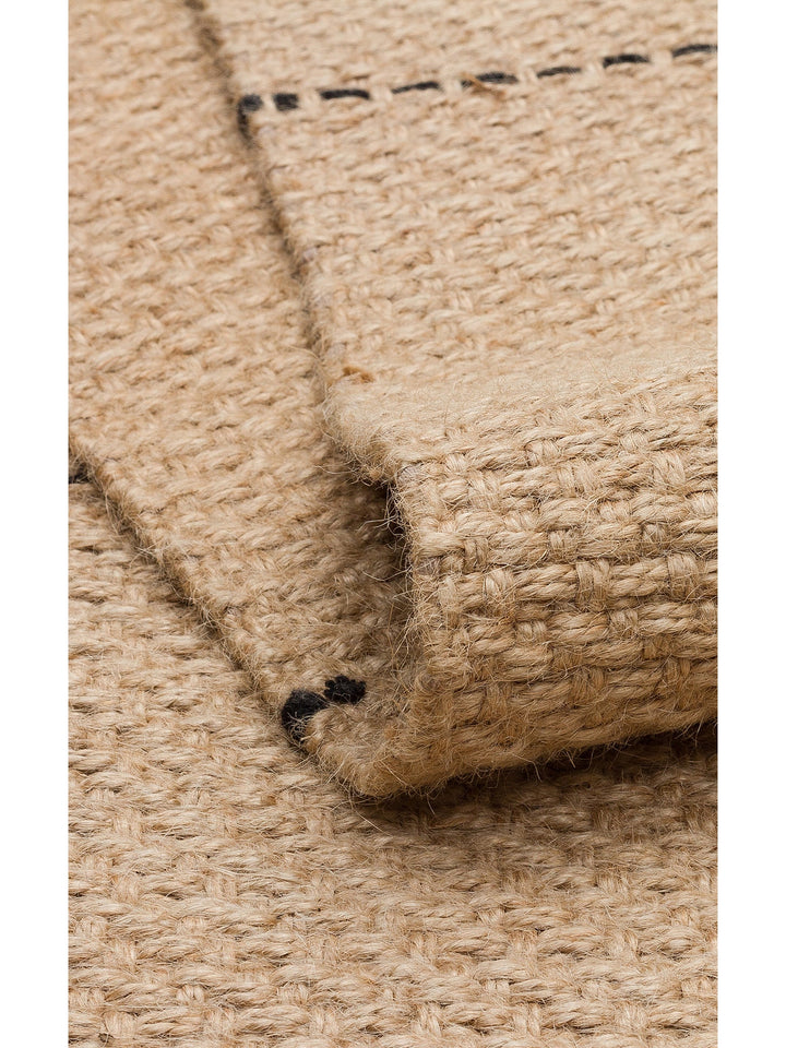 Agra %100 Naturel Jüt ve Pamuk Çift Taraflı Oturma Odası Koridor Mutfak Balkon Modern Kilim 01BLK