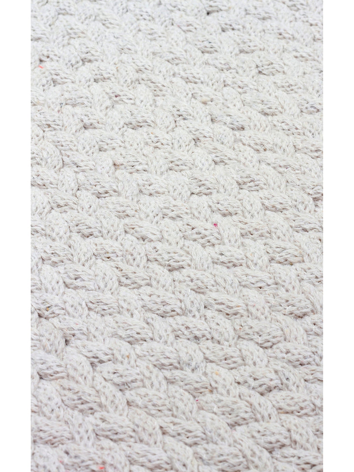 Cancun Colorful Jute Look Straw Knitted Carpet 18 WHITE Q