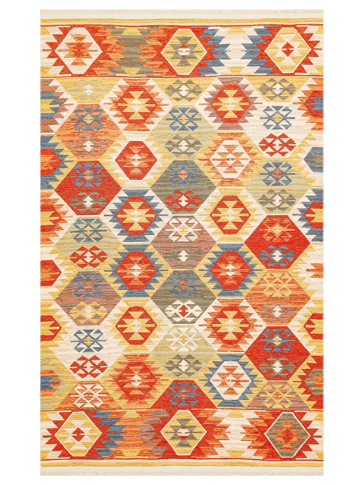 Rota Washable, Double-Sided Usable Soft Touch Authentic Kilim 01 MULTY