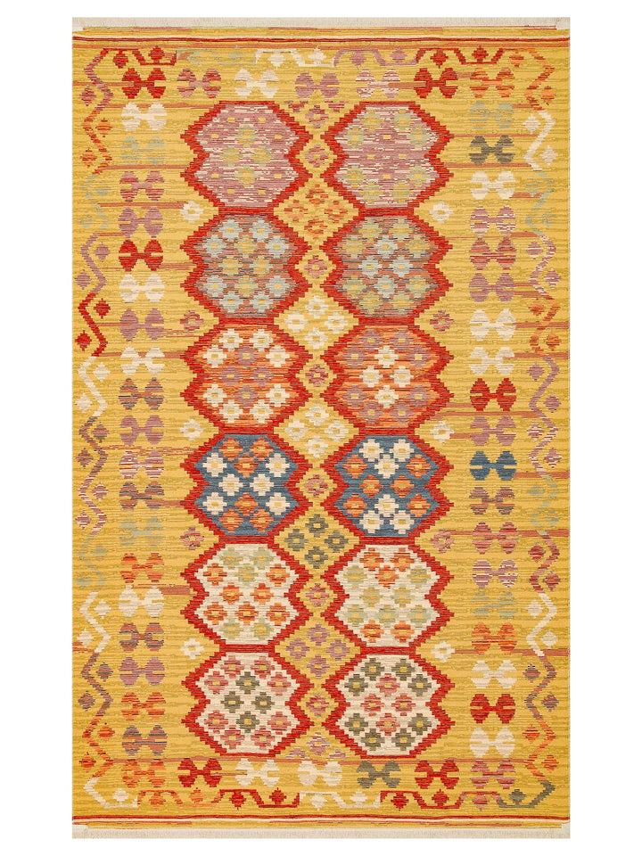 Rota Washable, Double-Sided Usable Soft Touch Authentic Kilim 03 RED