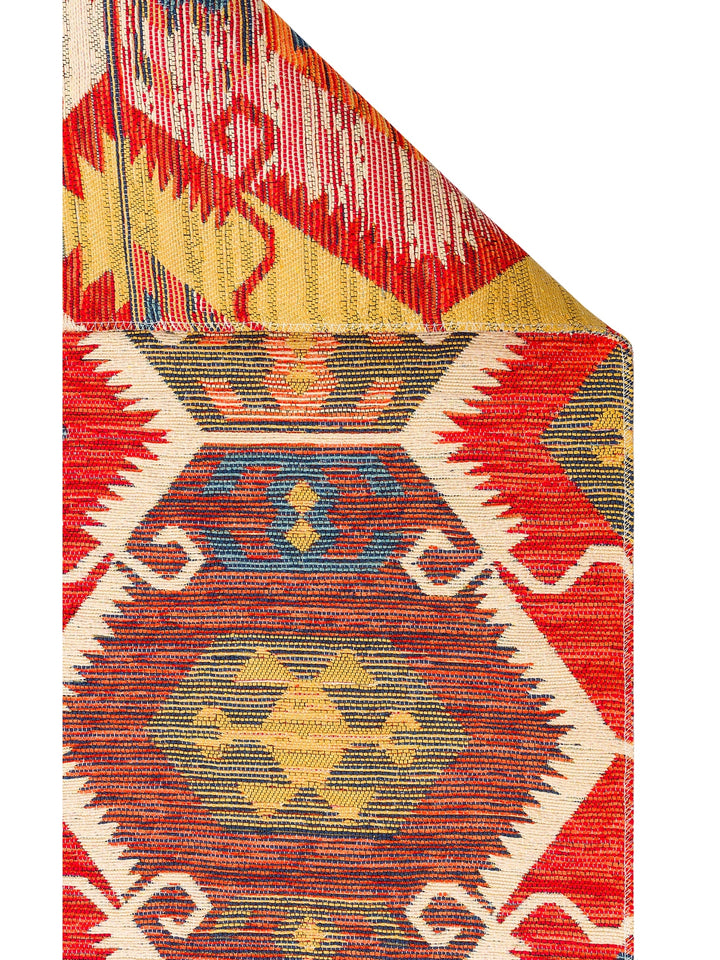 Rota Washable, Double-Sided Usable Soft Touch Authentic Kilim 06 RED