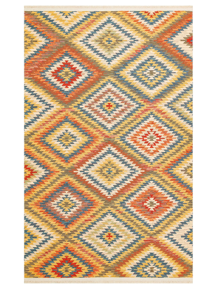 Rota Washable, Double-Sided Usable Soft Touch Authentic Kilim 07 TERRA