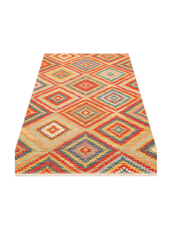 Rota Washable, Double-Sided Usable Soft Touch Authentic Kilim 07 TERRA