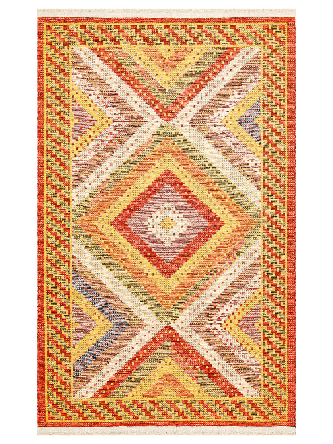 Rota Washable, Double-Sided Usable Soft Touch Authentic Kilim 10 RED