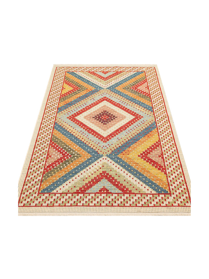 Rota Washable, Double-Sided Usable Soft Touch Authentic Kilim 10 RED