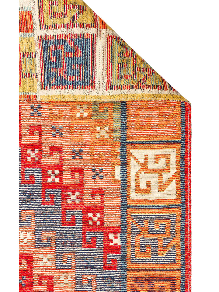 Rota Washable, Double-Sided Usable Soft Touch Authentic Kilim 11 TERRA