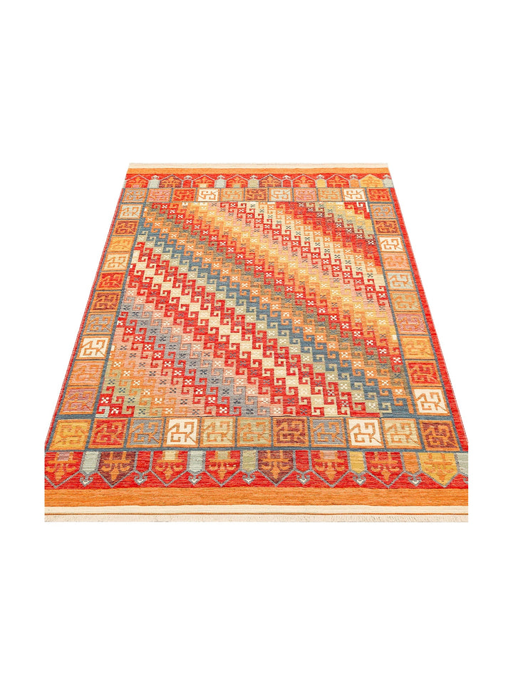 Rota Washable, Double-Sided Usable Soft Touch Authentic Kilim 11 TERRA