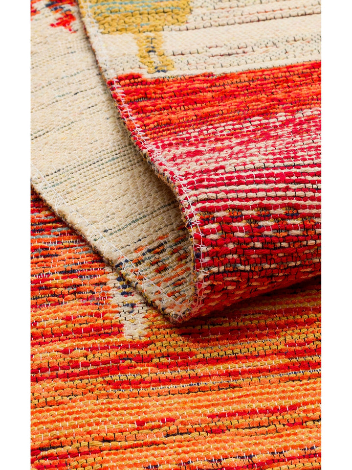 Rota Washable, Double-Sided Usable Soft Touch Authentic Kilim 12 TERRA