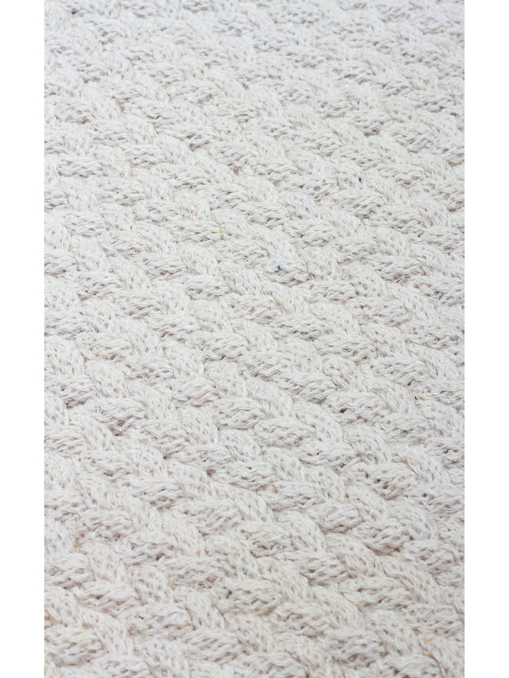 Cancun Colorful Jute Look Straw Knitted Carpet 18 WHITE