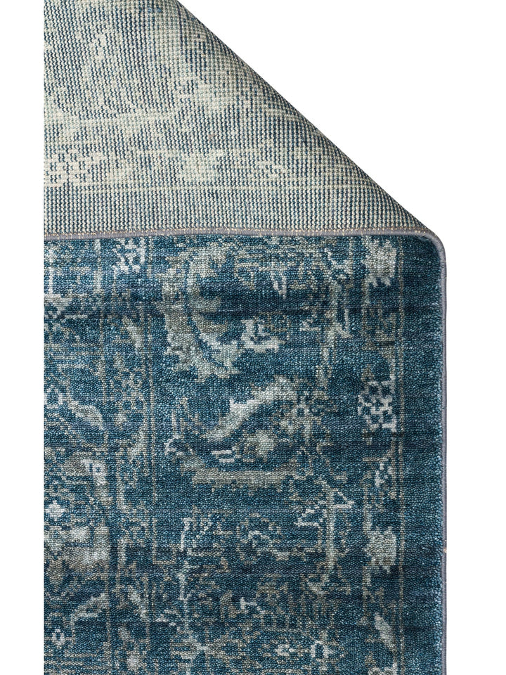 Çırağan 100% Natural Special Shiny Handcrafted Tencel Uşak Carpet Produced on Special Looms 02 NAVY