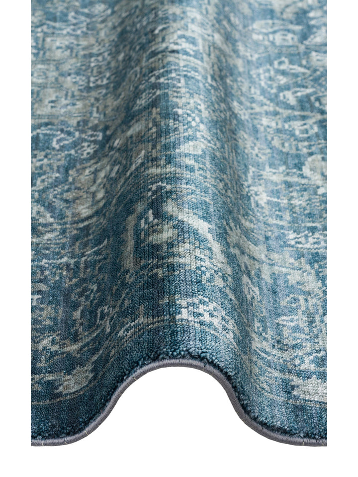 Çırağan 100% Natural Special Shiny Handcrafted Tencel Uşak Carpet Produced on Special Looms 02 NAVY