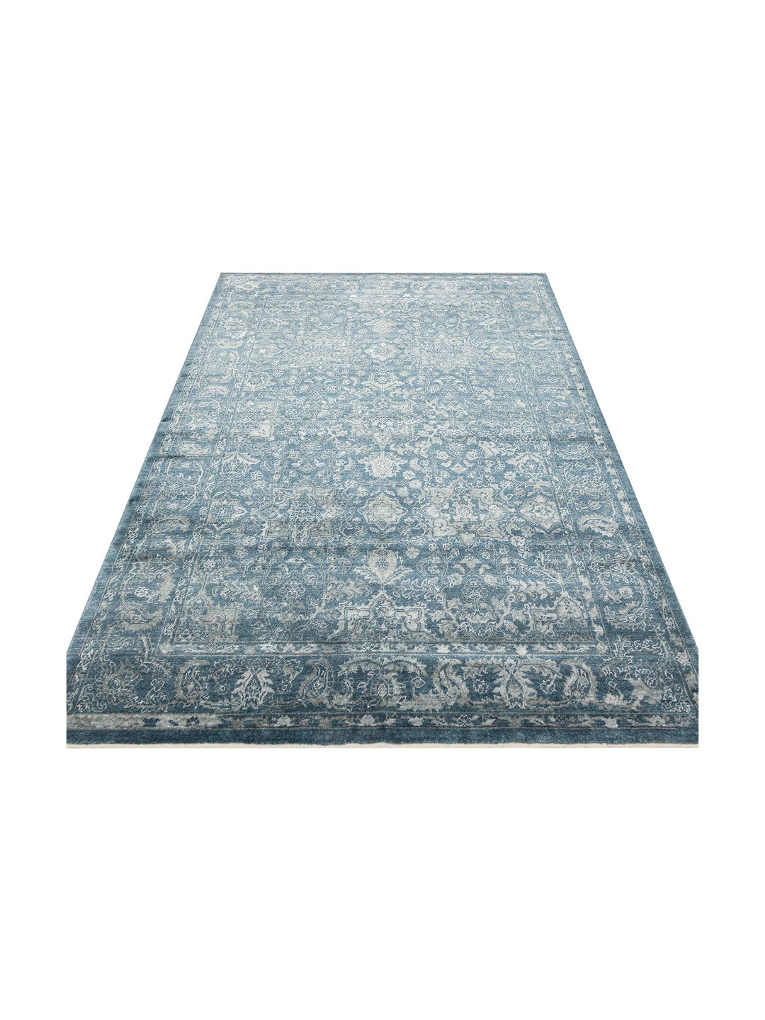 Çırağan 100% Natural Special Shiny Handcrafted Tencel Uşak Carpet Produced on Special Looms 02 NAVY