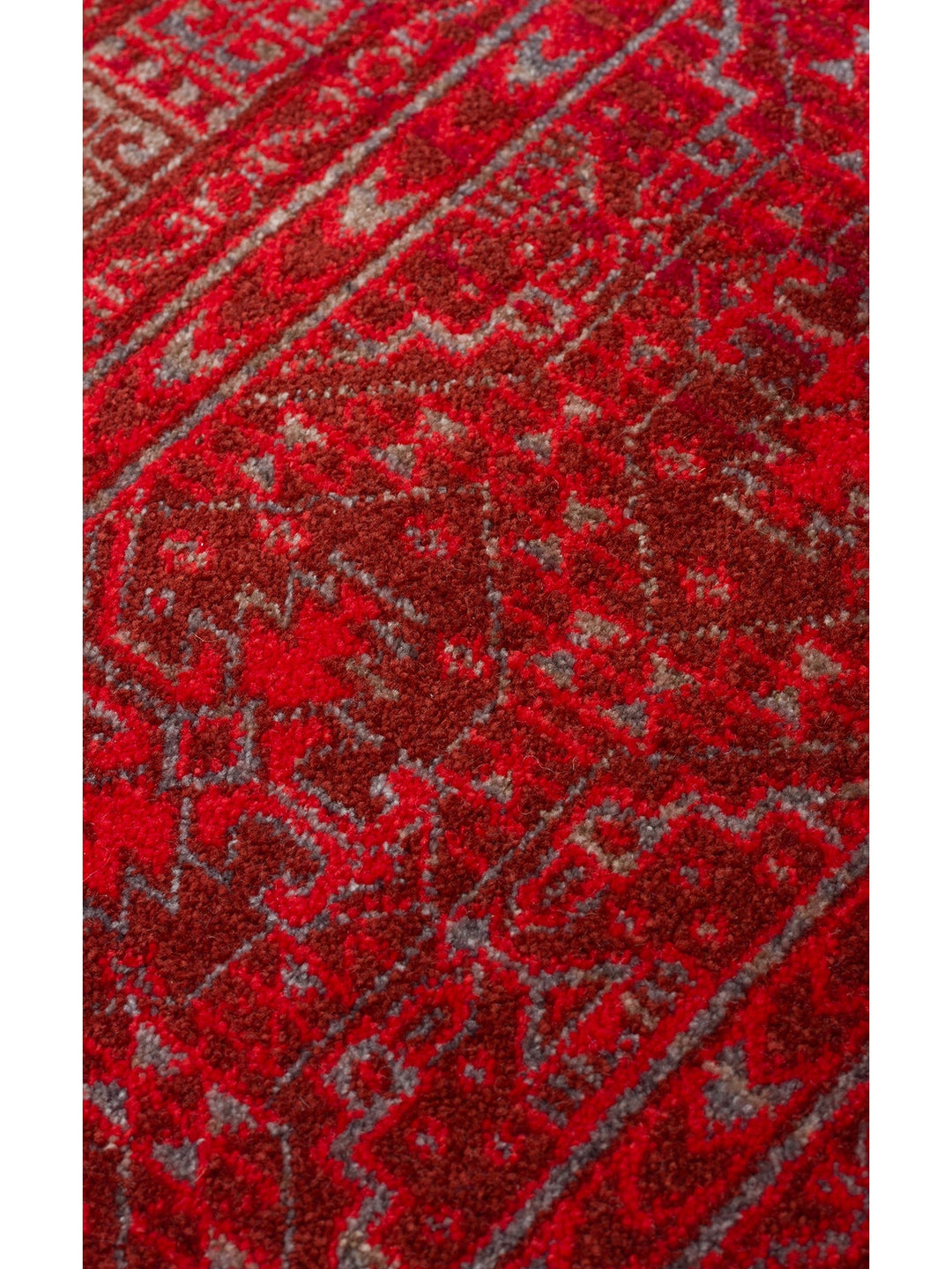 Nil Series Ethnic and Modern Patterned Colorful Fringed Living Room Kitchen Carpet 17 RED