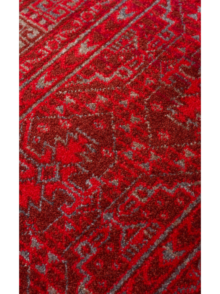 Nil Series Ethnic and Modern Patterned Colorful Fringed Living Room Kitchen Carpet 17 RED