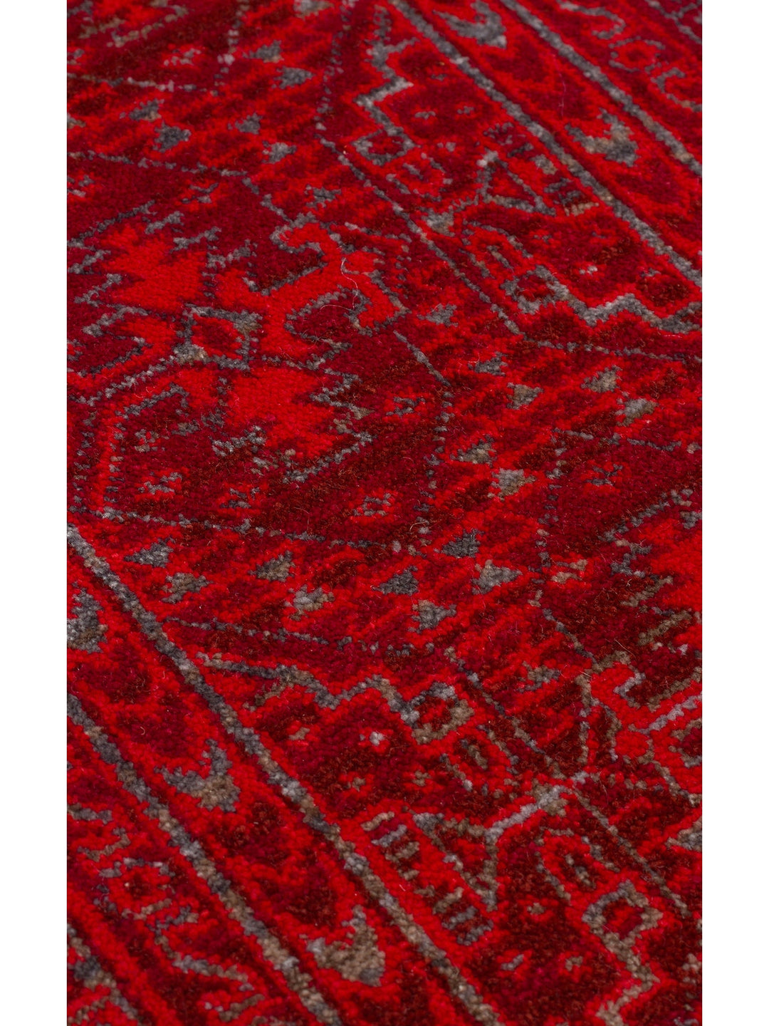 Nil Series Ethnic and Modern Patterned Colorful Fringed Living Room Kitchen Carpet 17 RED