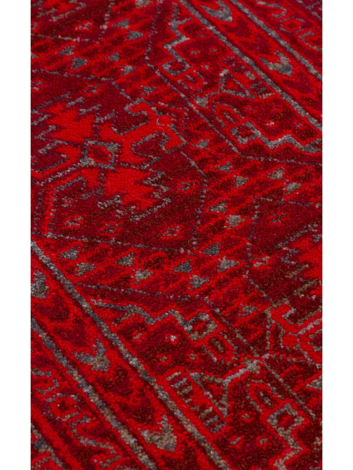 Nil Series Ethnic and Modern Patterned Colorful Fringed Living Room Kitchen Carpet 17 RED