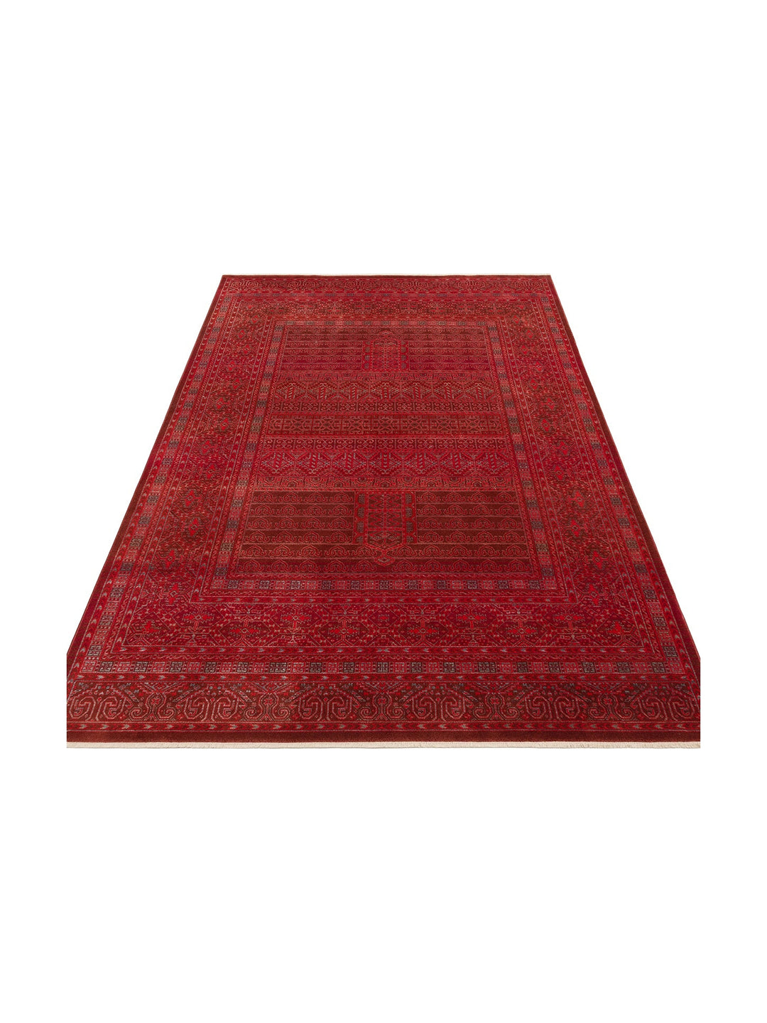 Nil Series Ethnic and Modern Patterned Colorful Fringed Living Room Kitchen Carpet 17 RED