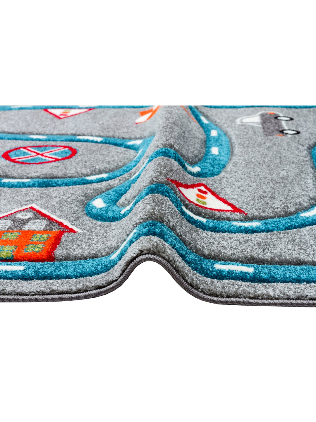 Carpetdocia Kids Fun Car Racing Themed Children's Carpet 19 GREY BLUE